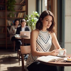WHBM Striped Halter Neck Top - Black and Cream Size Large EUC